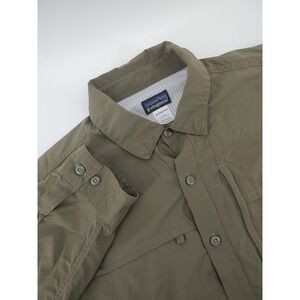 Patagonia Button Down Shirt Mens Large Olive Green Excellent Vented Utility